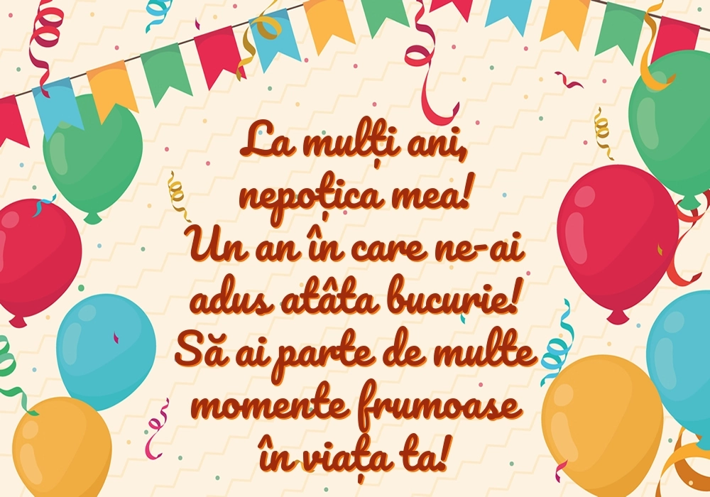 Imagini cu felicitări de LA MULȚI ANI pentru nepoțică de 1 an: Baloane