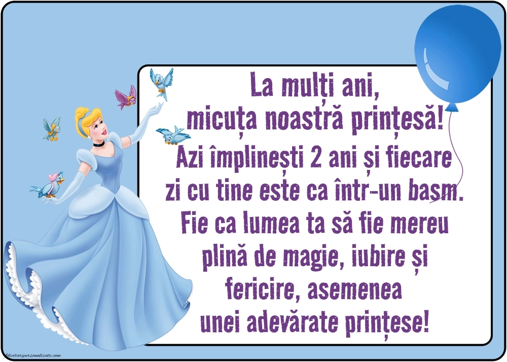 Imagini cu felicitări de LA MULȚI ANI pentru nepoțică de 2 ani: Cenușăreasa
