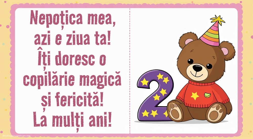 Imagini cu felicitări de LA MULȚI ANI pentru nepoțică de 2 ani: Ursuleț