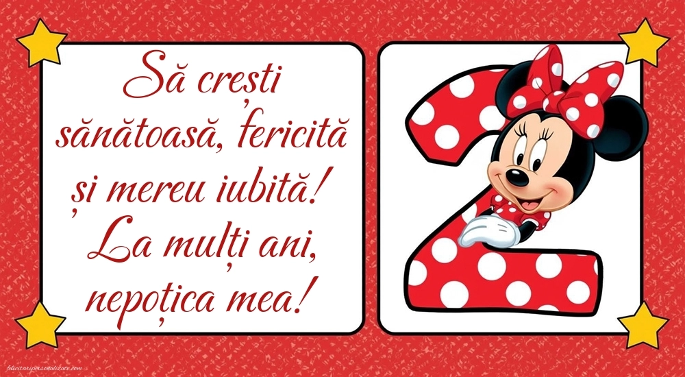 Imagini cu felicitări de LA MULȚI ANI pentru nepoțică de 2 ani: Minnie Mouse