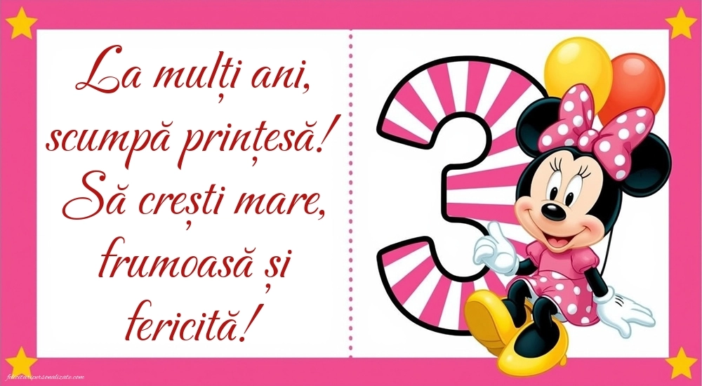 Imagini cu felicitări de LA MULȚI ANI pentru nepoțică de 3 ani: Minnie Mouse