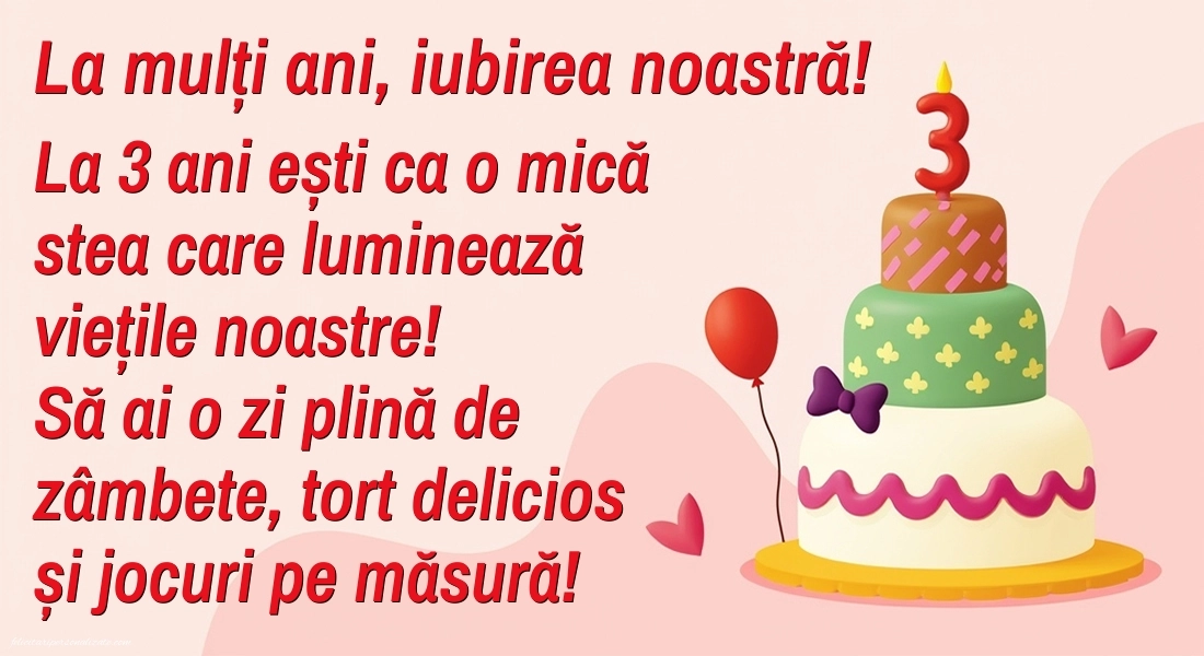 Imagini cu felicitări de LA MULȚI ANI pentru nepoțică de 3 ani: Tort