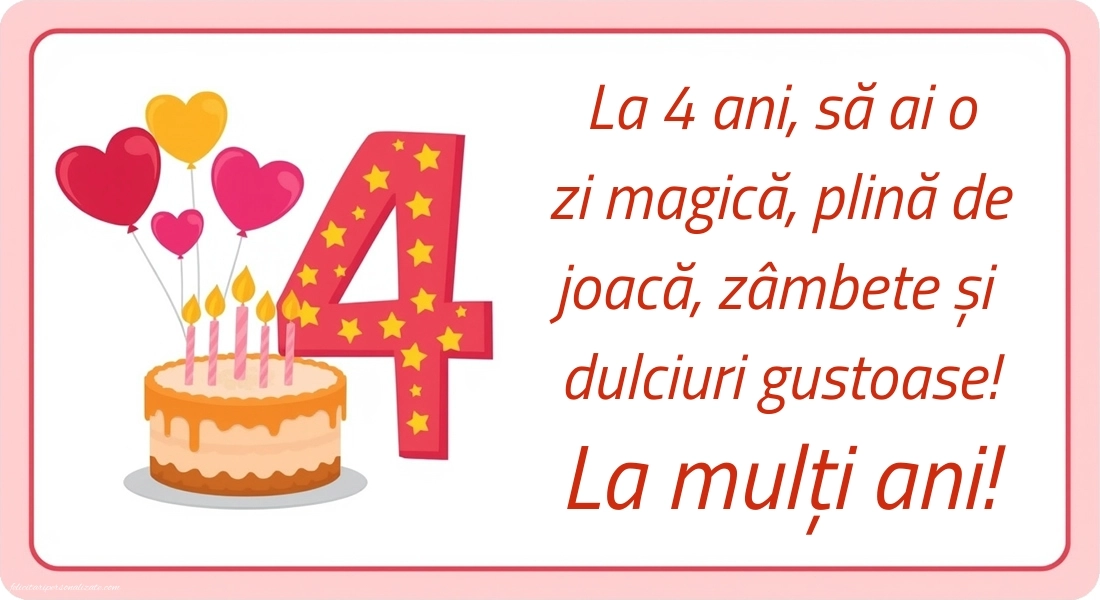 Imagini cu felicitări de LA MULȚI ANI pentru nepoțică de 4 ani: Tort și inimioare