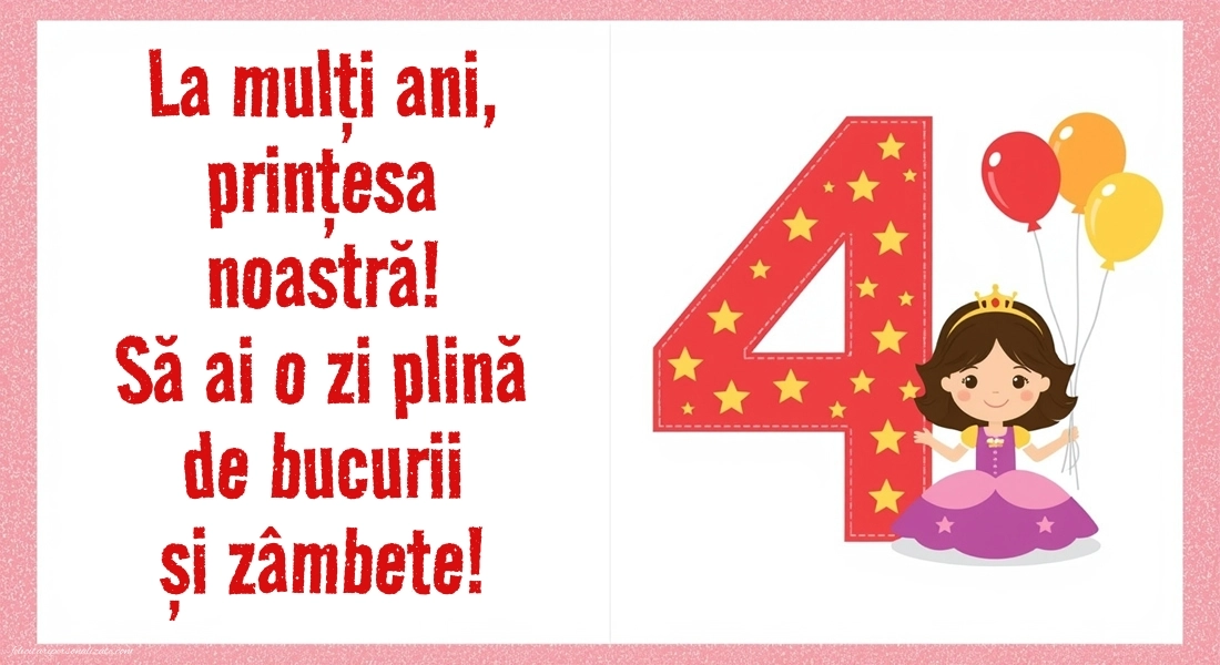 Imagini cu felicitări de LA MULȚI ANI pentru nepoțică de 4 ani: Prințese