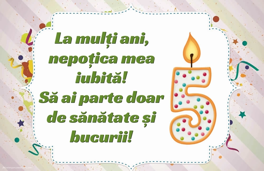 Imagini cu felicitări de LA MULȚI ANI pentru nepoțică de 5 ani: Lumânări