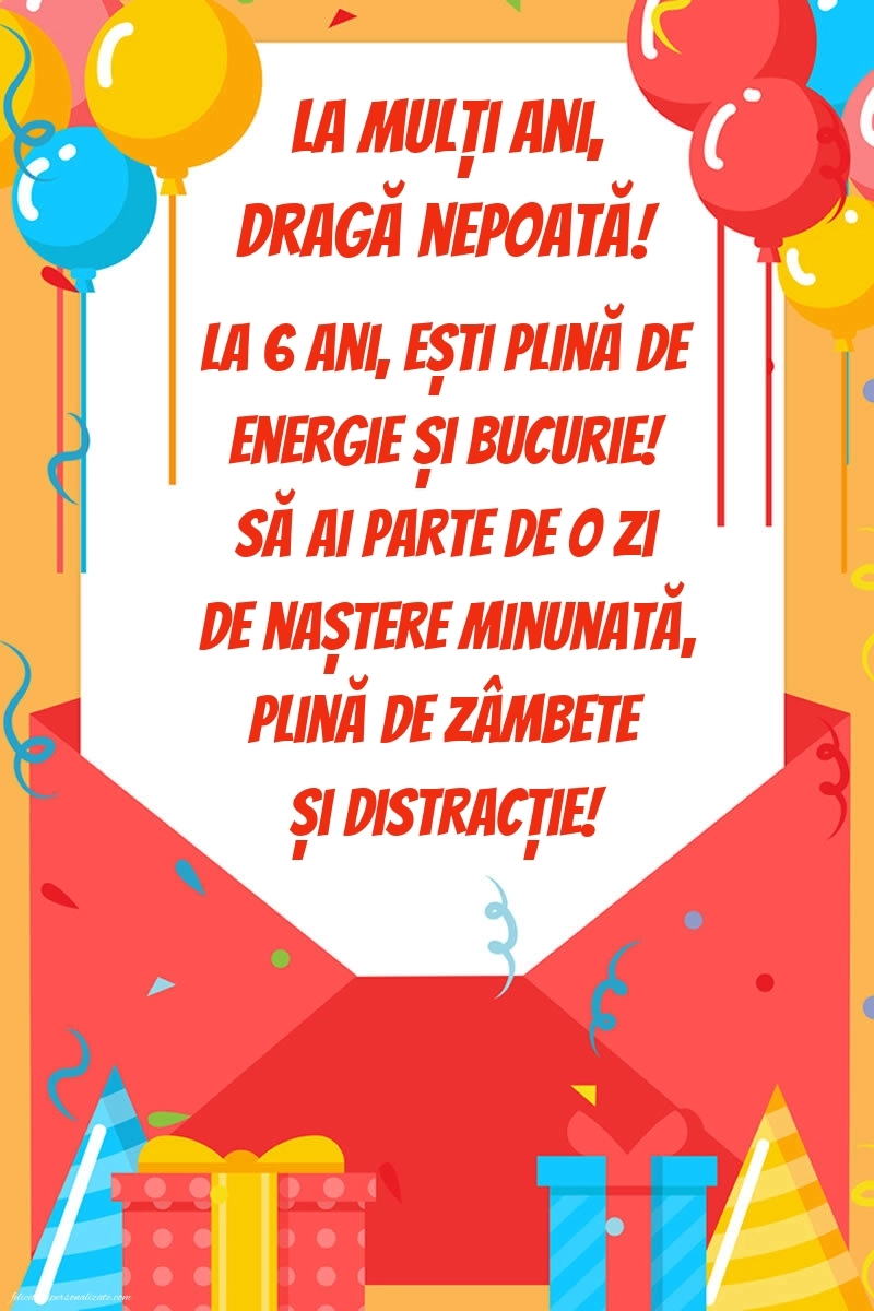 Imagini cu felicitări de LA MULȚI ANI pentru nepoțică de 6 ani: Baloane și Cadouri