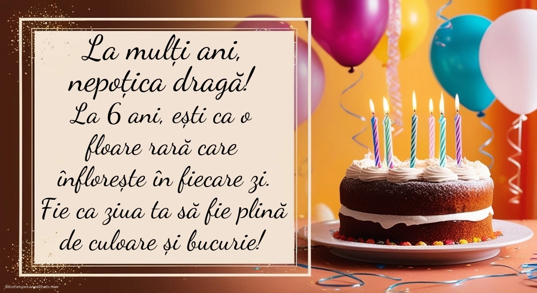 Imagini cu felicitări de LA MULȚI ANI pentru nepoțică de 6 ani: Baloane și Tort
