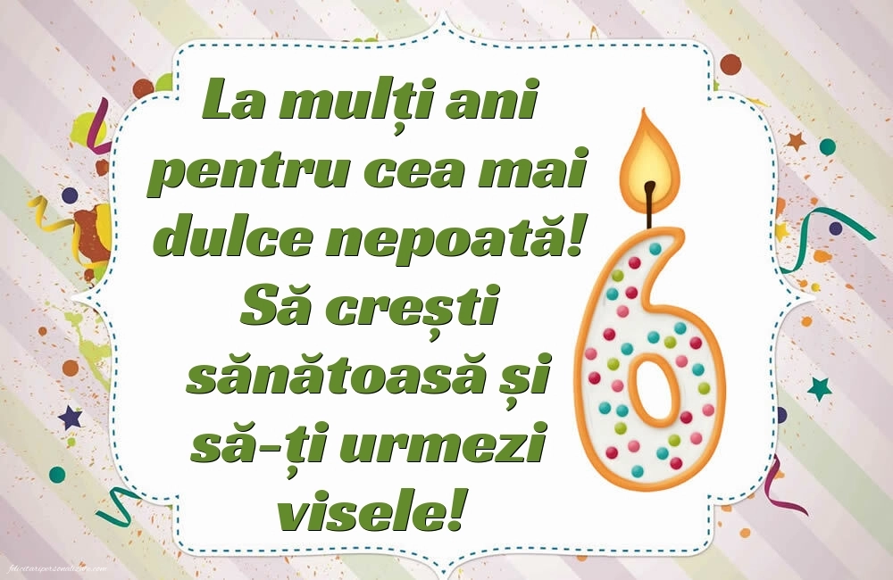 Imagini cu felicitări de LA MULȚI ANI pentru nepoțică de 6 ani: Lumânări