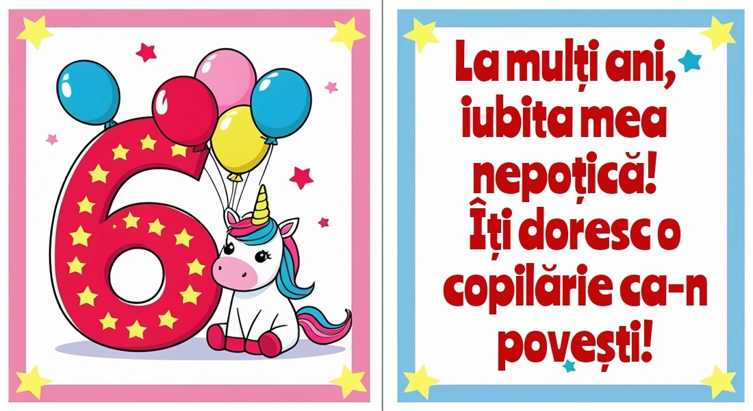 Imagini cu felicitări de LA MULȚI ANI pentru nepoțică de 6 ani: Unicorni