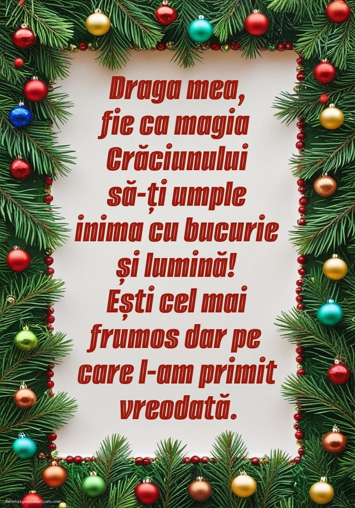 Felicitări și Imagini de Crăciun pentru Fiică: Globuri de Crăciun
