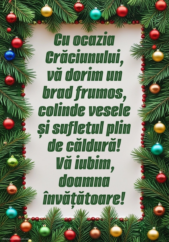 Felicitări și Imagini de Crăciun pentru Învățătoare: Globuri de Crăciun