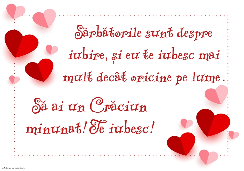 Felicitări cu imagini de Crăciun pentru Iubit: Inimioare