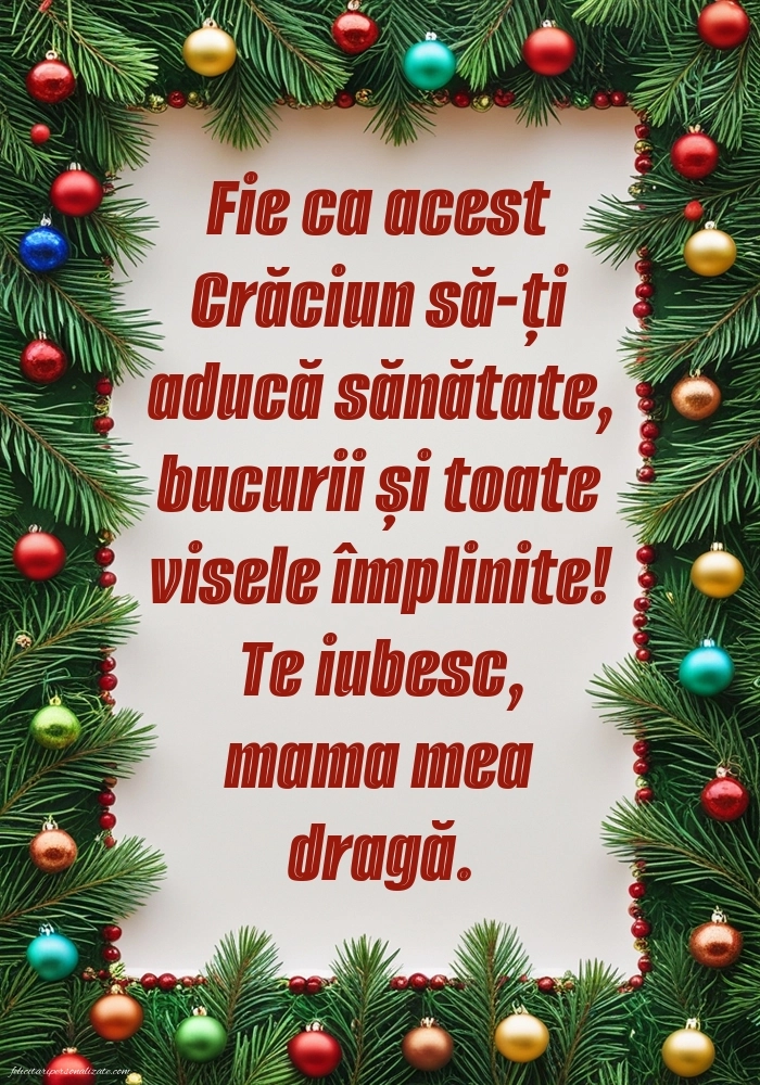 Imagini cu felicitări de Crăciun pentru Mama: Globuri de Crăciun