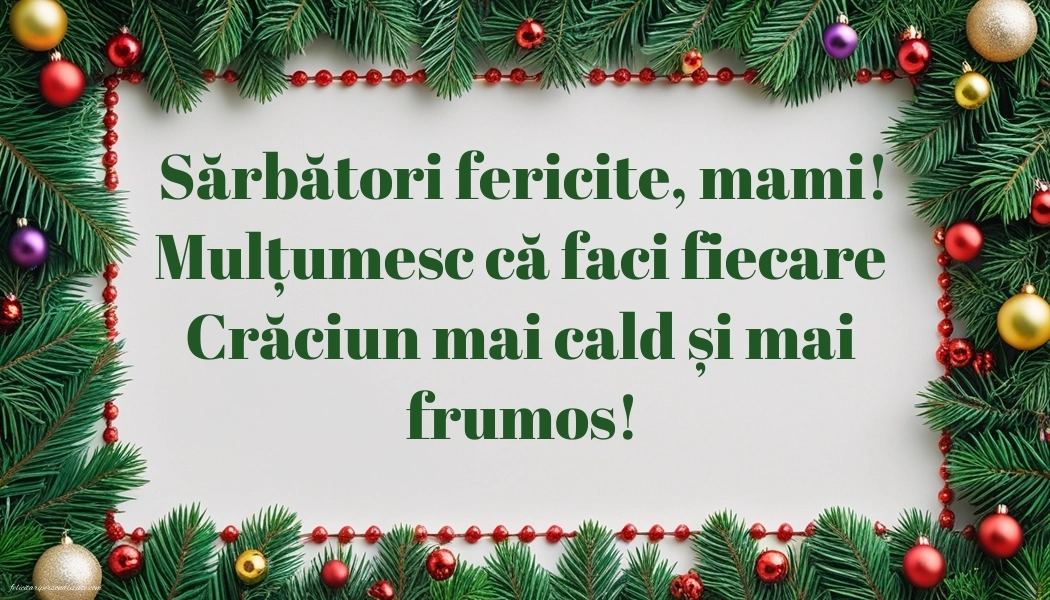 Imagini cu felicitări de Crăciun pentru Mama: Globuri de Crăciun
