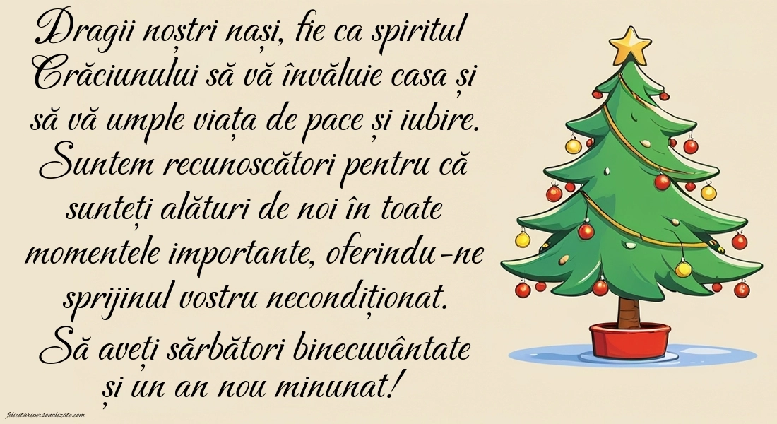 Felicitări și Imagini de Crăciun pentru Nași: Brad de Crăciun