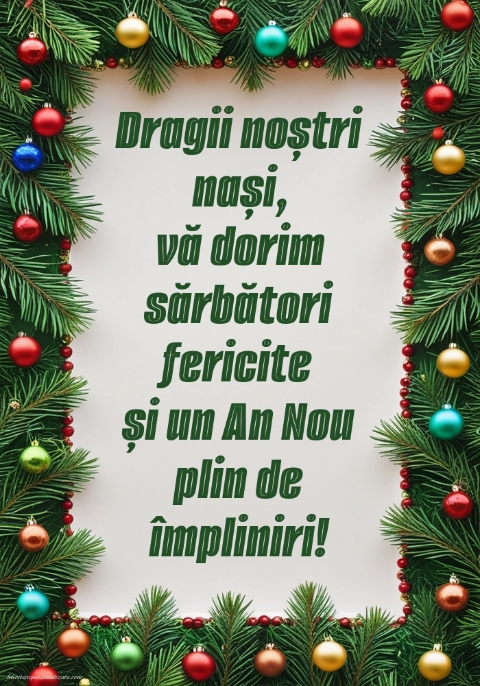 Felicitări și Imagini de Crăciun pentru Nași: Globuri de Crăciun