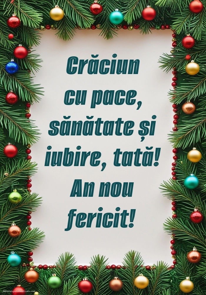 Imagini cu felicitări de Crăciun pentru Tată: Globuri de Crăciun