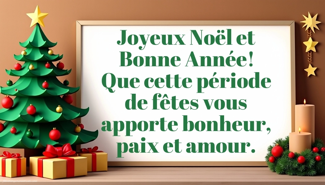 Felicitări și imagini de Crăciun și Anul Nou în Franceză: Brad de Crăciun