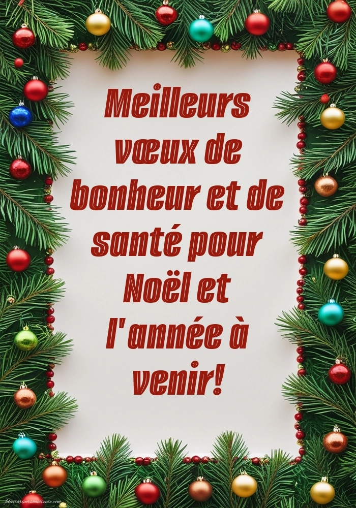 Felicitări și imagini de Crăciun și Anul Nou în Franceză: Globuri de Crăciun