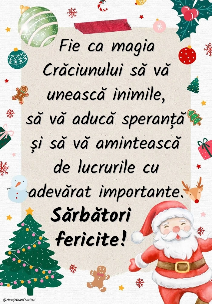 Urări de Crăciun Fericit cu imagini: Moș Crăciun