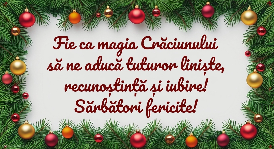 Imagini cu urări de Crăciun 2025: Globuri de Crăciun