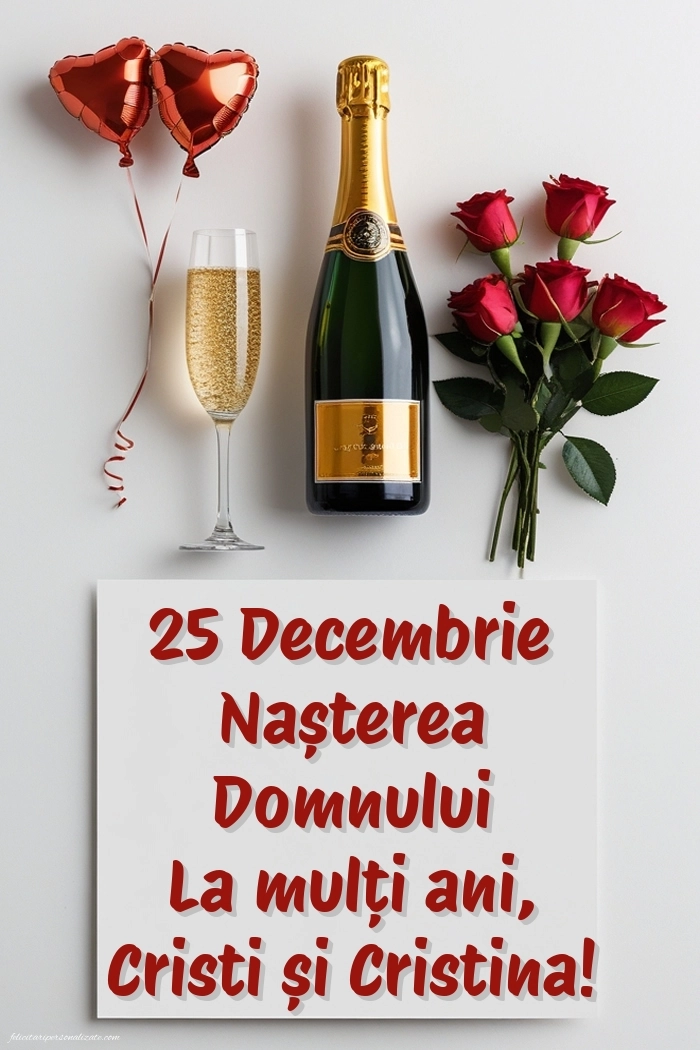 Imagini cu Mesaje de Nașterea Domnului (25 Decembrie): Șampanie și flori