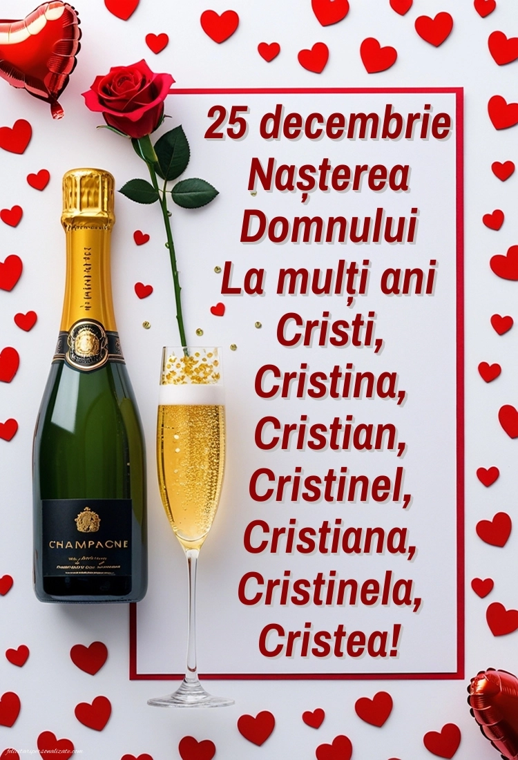 Imagini cu Mesaje de Nașterea Domnului (25 Decembrie): Șampanie și trandafiri