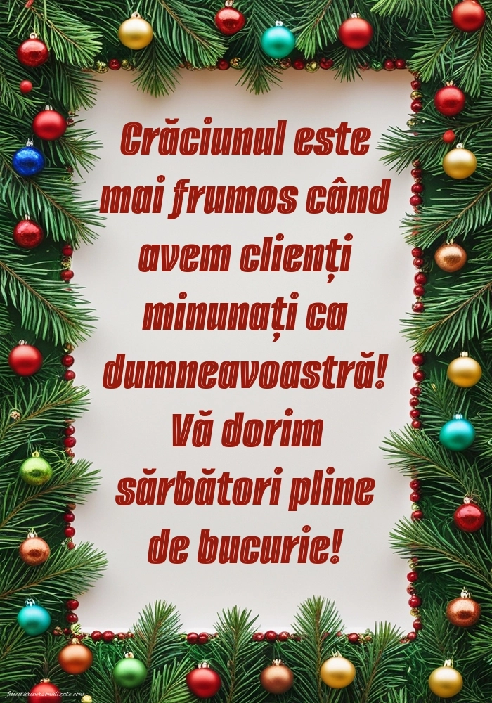 Imagini cu Urări de Crăciun pentru Clienți: Globuri de Crăciun