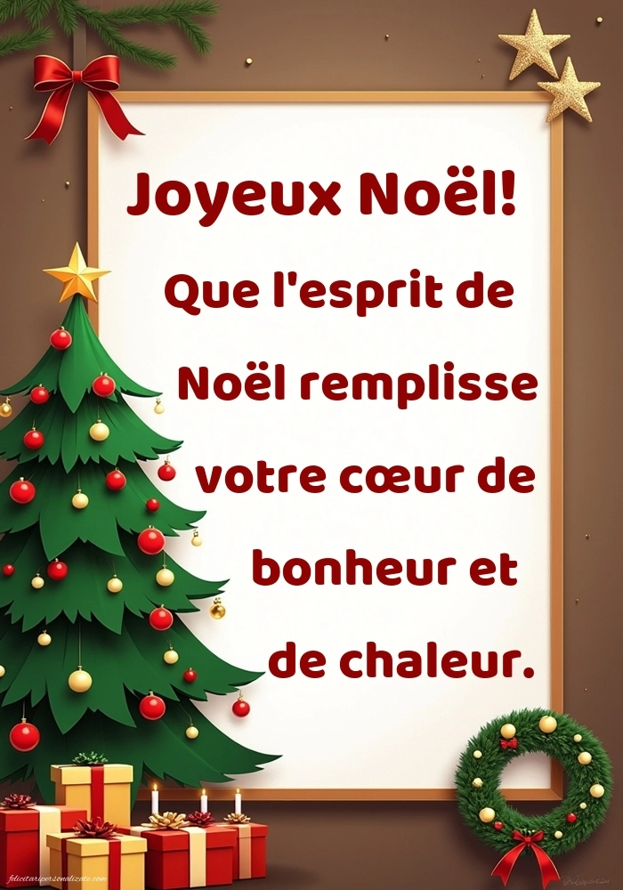 Imagini cu Felicitări de Crăciun în limba Franceză: Brad de Crăciun