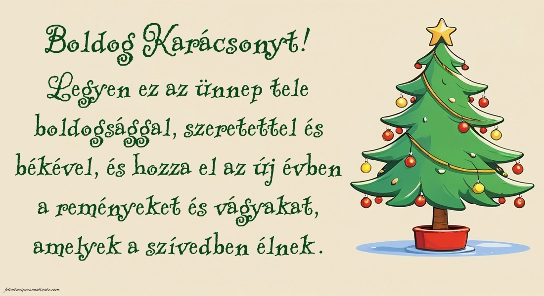 Imagini cu Felicitări de Crăciun în limba Maghiară: Brad de Crăciun