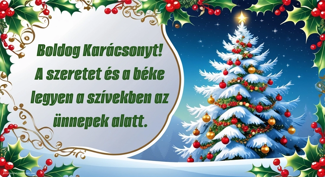 Imagini cu Felicitări de Crăciun în limba Maghiară: Brad de Crăciun