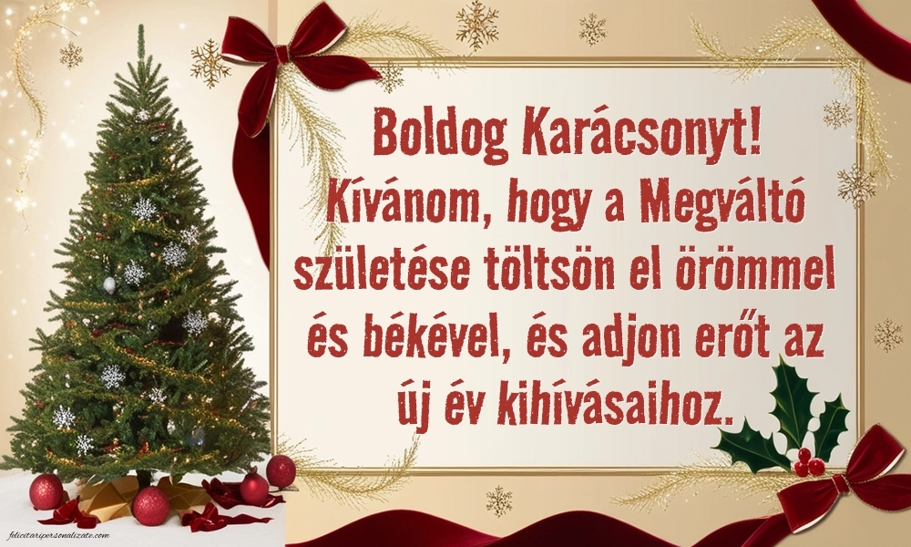 Imagini cu Felicitări de Crăciun în limba Maghiară: Brad de Crăciun