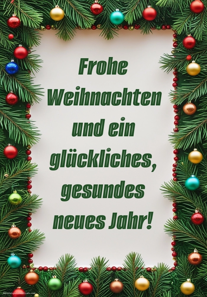 Imagini cu urări de Crăciun și Anul Nou în Germană: Globuri de Crăciun