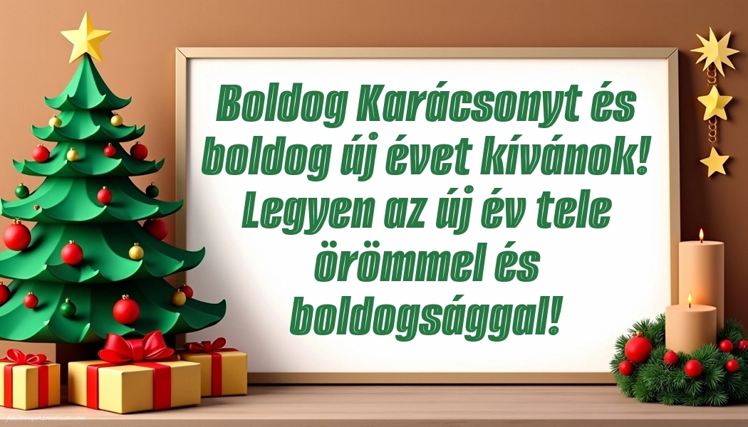 Imagini cu urări de Crăciun și Anul Nou în Maghiară: Brad de Crăciun