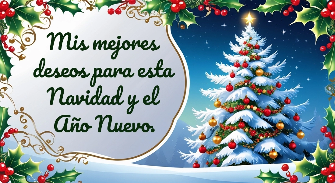 Imagini și Urări de Crăciun și Anul Nou în Spaniolă: Brad de Crăciun