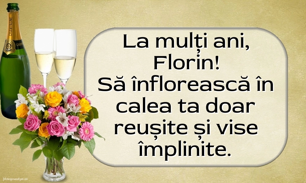 Felicitări cu urări de Florii: Șampanie și flori
