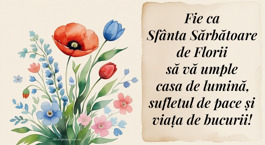 Imagini cu felicitări de Florii 2026: Flori