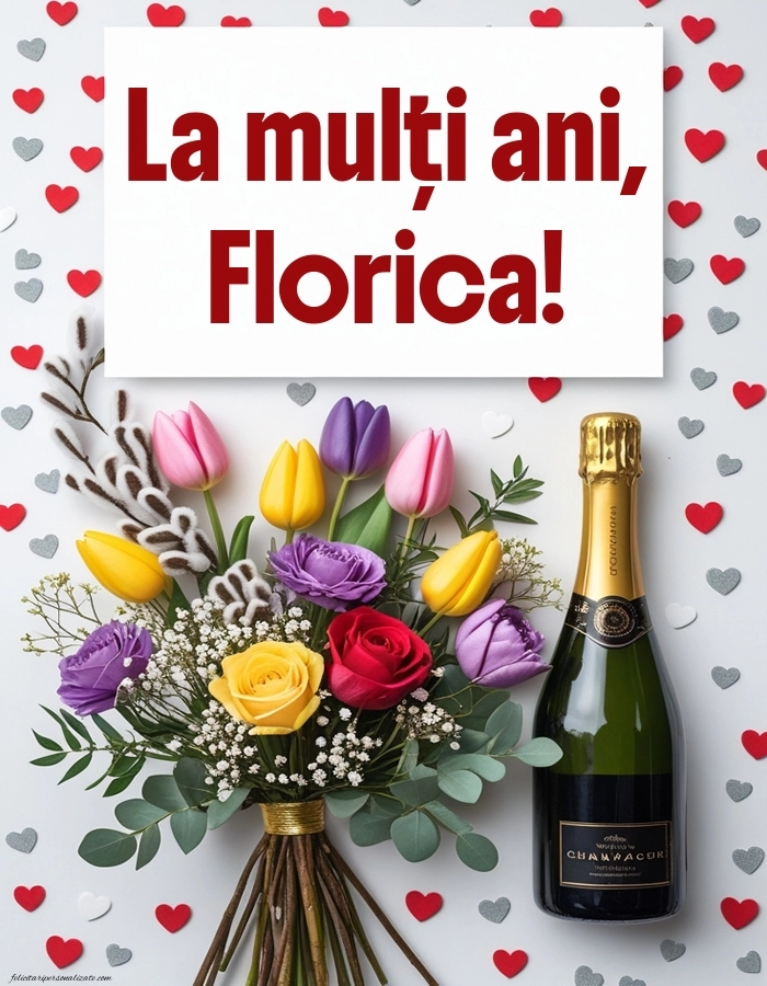 La mulți ani de Florii nume imagini: Șampanie și flori