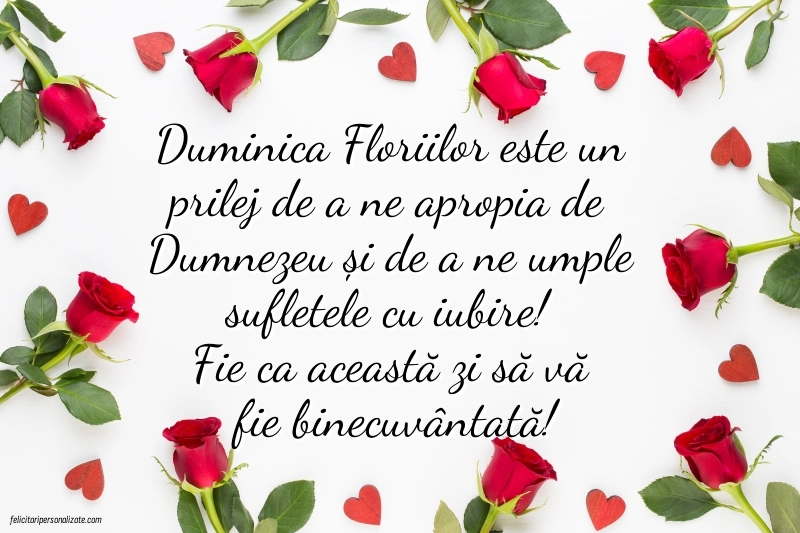 Felicitări cu urări de Florii: Trandafiri