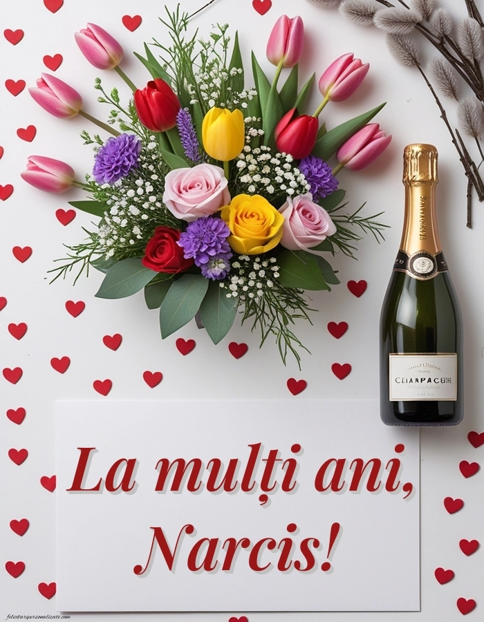 La mulți ani de Florii nume imagini: Șampanie și flori