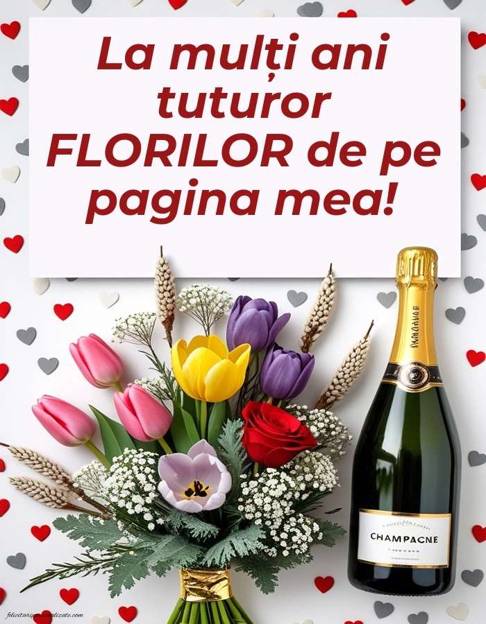 Felicitări de Florii: Imagini, Mesaje și Urări: Șampanie și flori