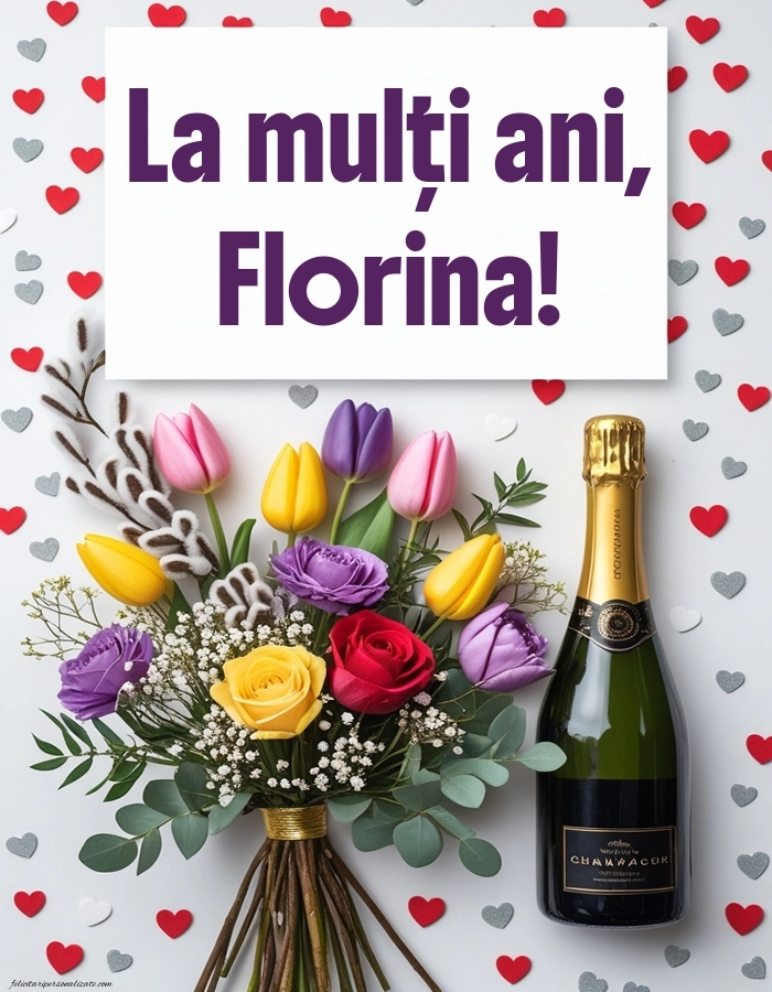 La mulți ani de Florii nume imagini: Șampanie și flori