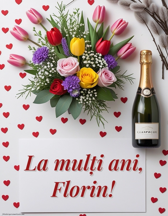 Felicitări de Florii pentru prieteni: Șampanie și flori