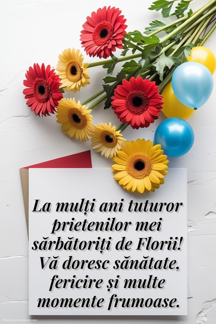 Felicitări de Florii pentru facebook: Flori și baloane