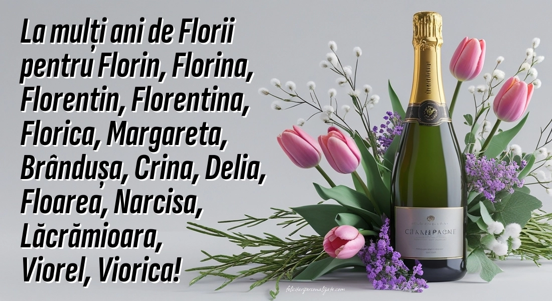 Imagini cu felicitări de Florii 2026: Șampanie și flori