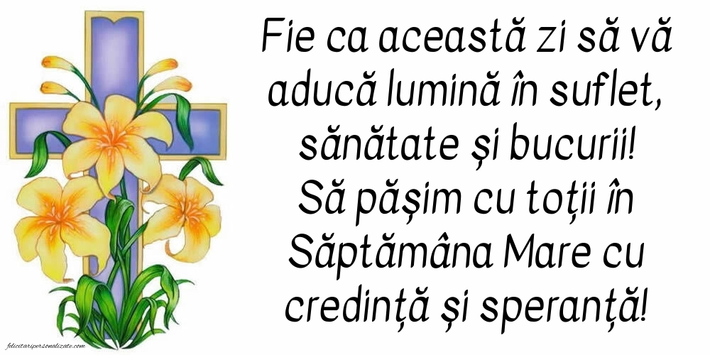 Felicitări cu urări de Florii: Credință