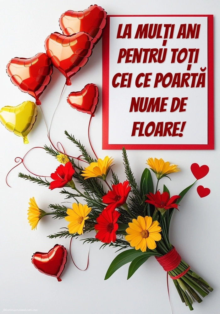 Felicitări de Florii pentru facebook: Flori și Inimioare