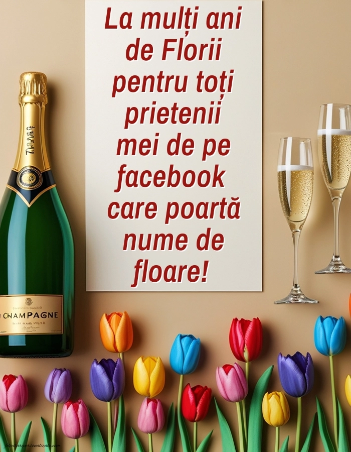 Felicitări de Florii: Imagini, Mesaje și Urări: Șampanie și lalele