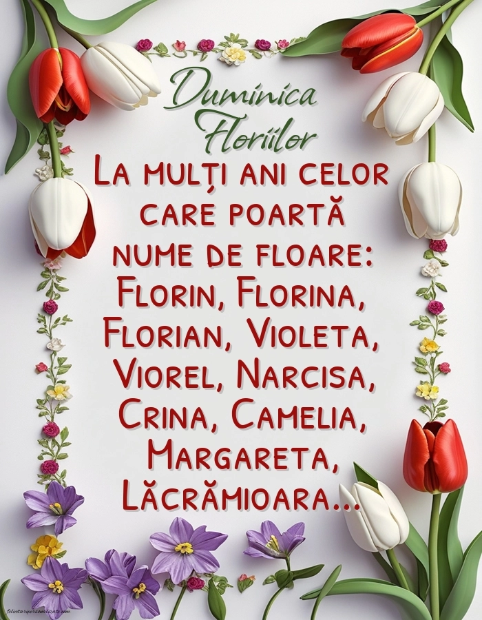 Imagini frumoase cu urări de Florii: Flori