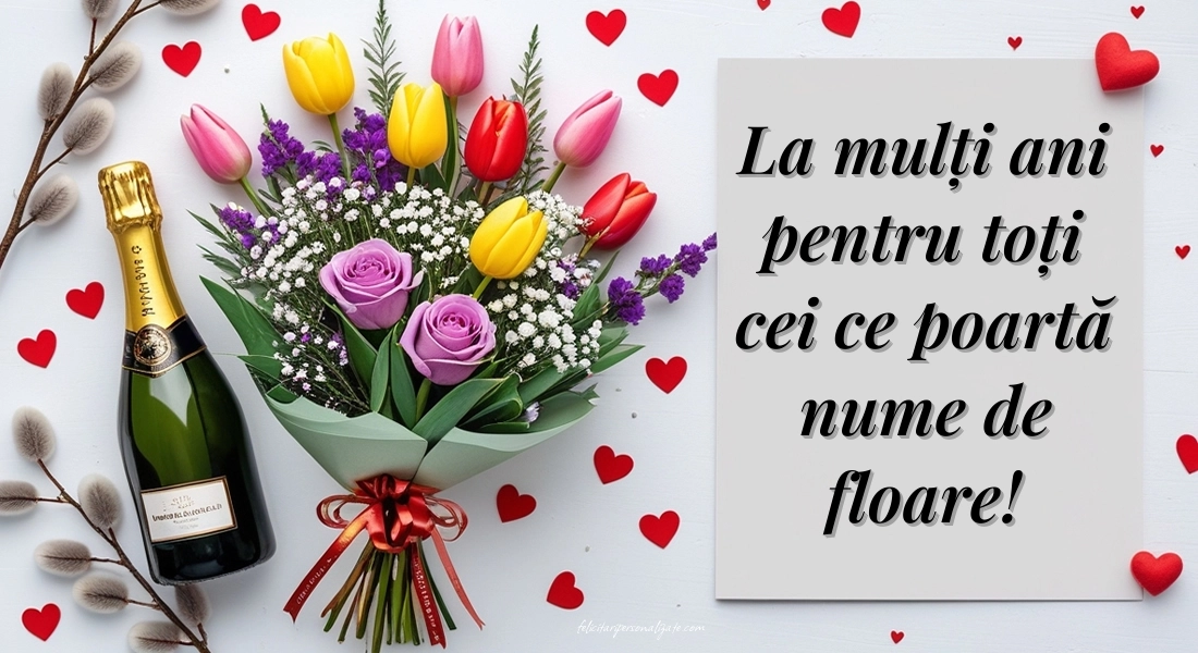 Imagini cu felicitări de Florii 2026: Șampanie și flori